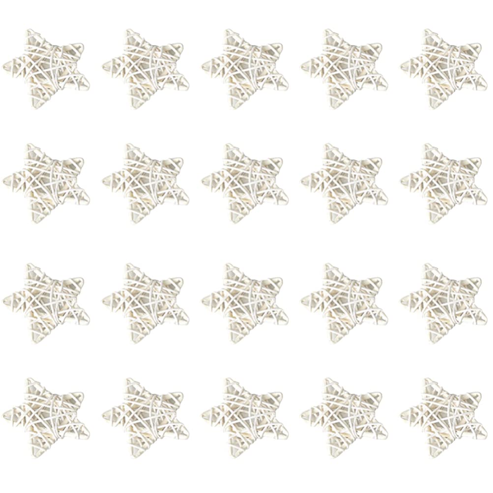 Zerodeko 20 Pieces Rattan Stars, Rattan Stars for Decoration, Mini Star Shaped Wicker Hanging Balls Ornaments for Wedding, Chris