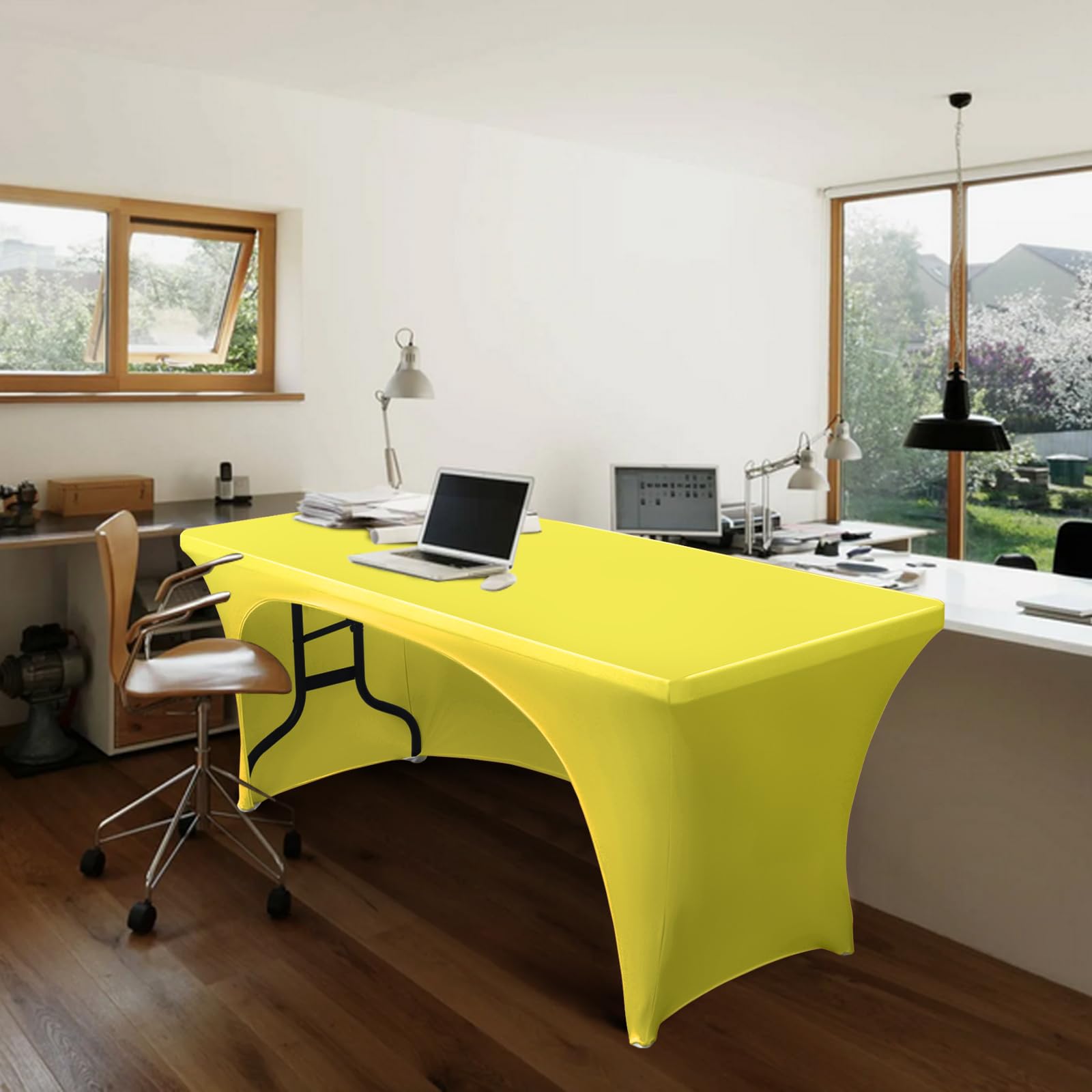 Abccanopy 30+ Colors Spandex Table Cover 6 Ft. Fitted Polyester Tablecloth Stretch Spandex Tablecover-Table Toppers(Open Back Ye
