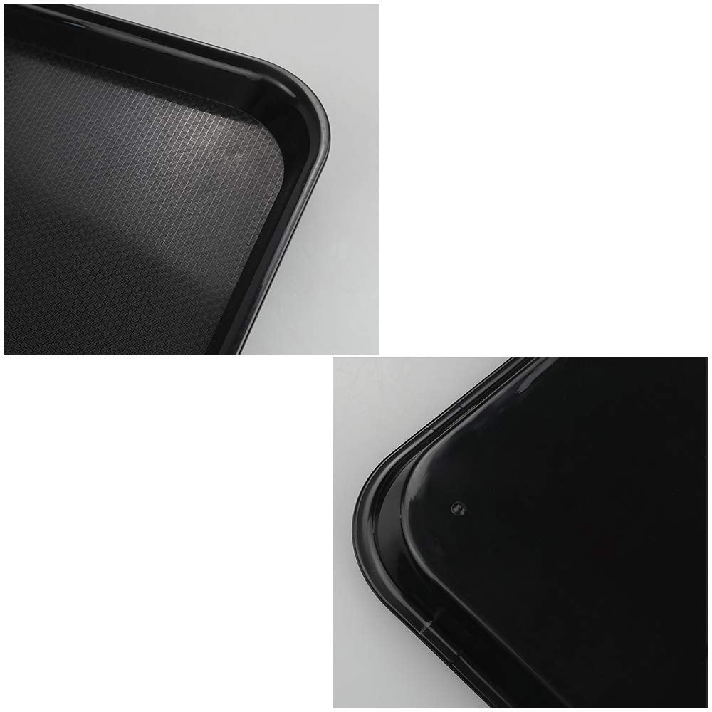 Teyyvn Black 4-Pack Plastic Fast Food Serving Tray, 17.25'' X 13.35''