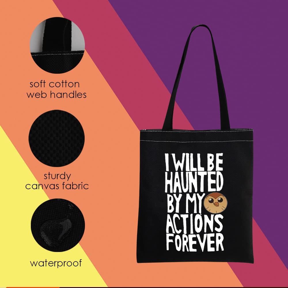 Mnigiu The Owl House Inspired Hooty Tote Bag I Will Be Haunted By My Actions Forever The Owl House Hooty Fan Gift (Black)