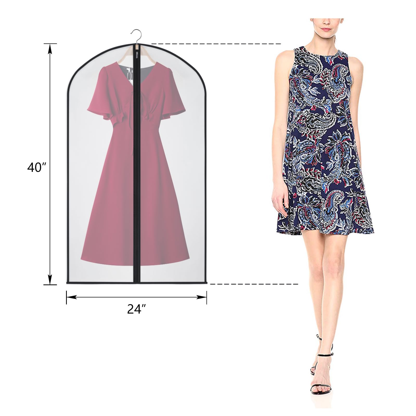 Kntiwiwo Garment Bags Clear Suit Bag For Closet Storage (40''12Pcs-Black Edges)