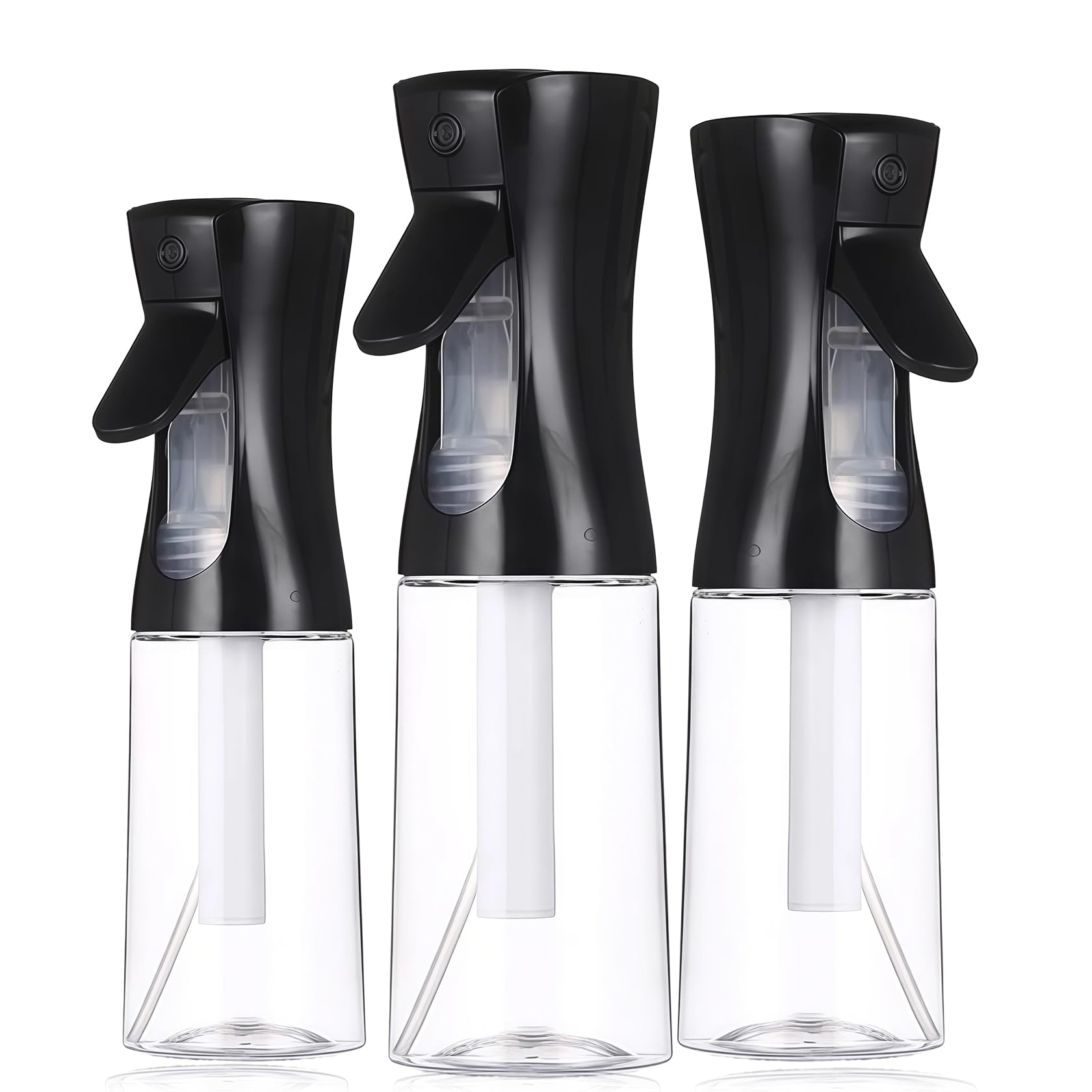 LZYLLS 3PCS Spray Bottles,Continuous Water Spray Bottle for Hair,Cleaning,Plants,Office,Portable Spray Mist Bottle,Black(200ml+3