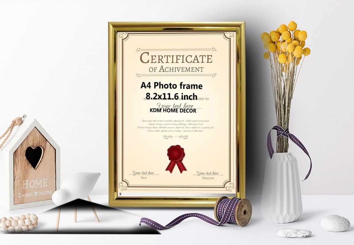 Kdm Home Decor A4 Size Certificate, Document Photo Frames Single For Home Decoration, Living Room, Office Decoration, Gift In Aw