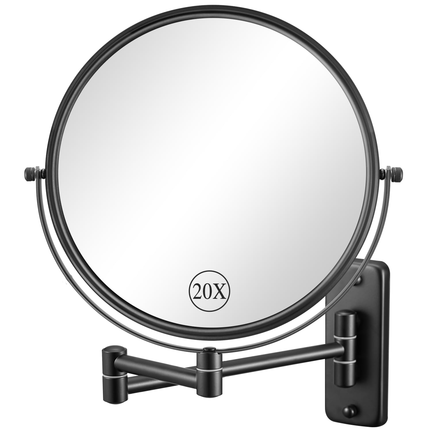 20X/1X Wall Mounted Makeup Mirror, 9 Inch Double Sided Magnifying Bathroom Mirror, Large Size 360 Swivel Extendable Vanity Mirro