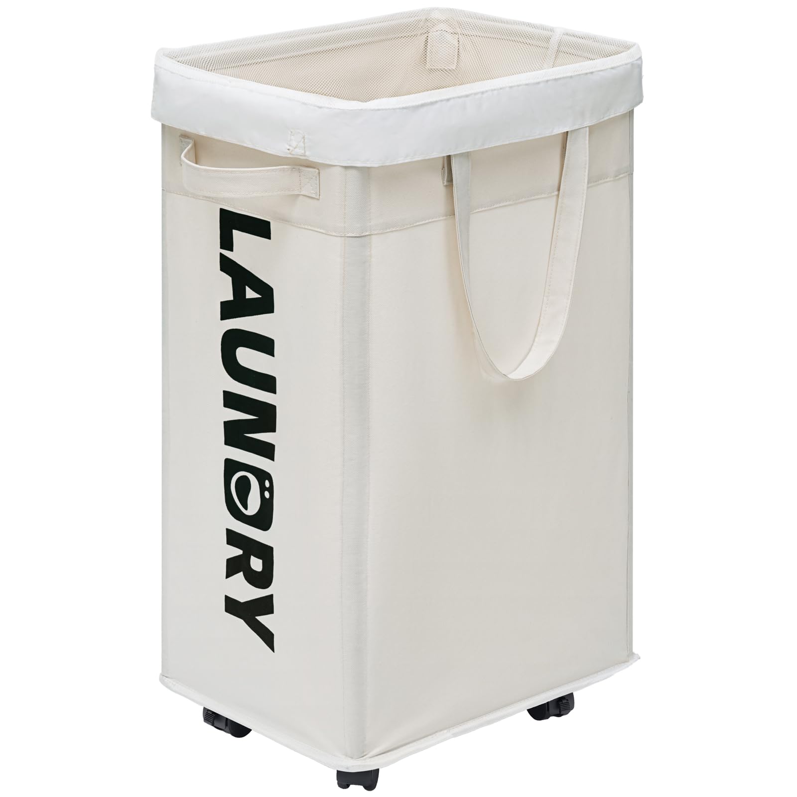 Chicvita Collapsible Laundry Hamper On Wheels, 75L Clothes Laundry Basket With Removable Wash Bag For Dorms, Clothes Hamper With