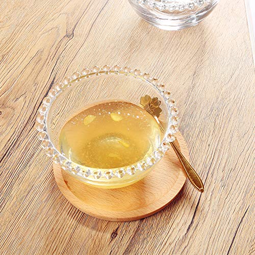 Sizikato Transparent Glass Dessert Bowl Fruit Salad Bowl With Beaded Edges.