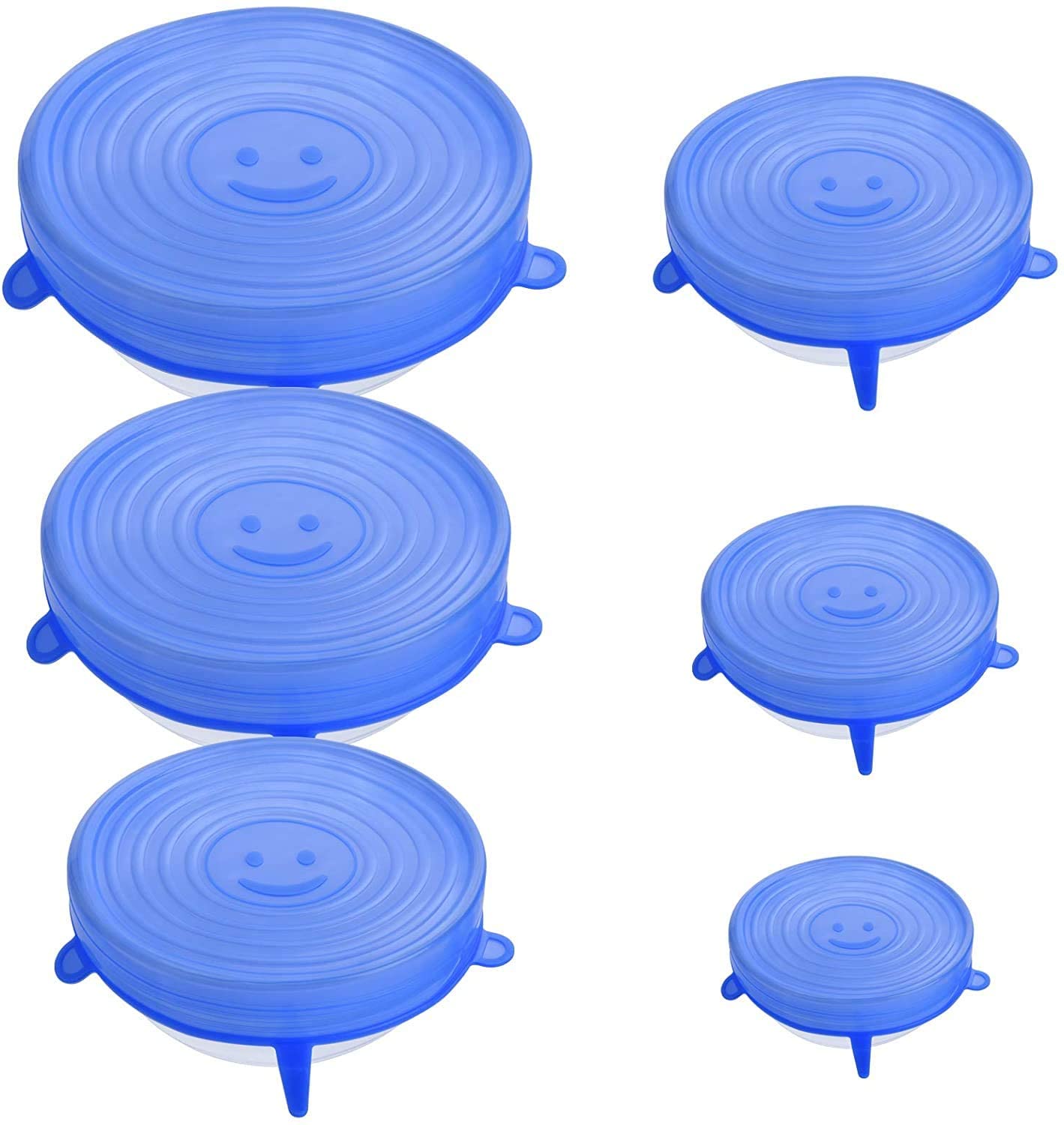 Mr Brand Creation Silicone Stretch Lids, Set of 6 Multi Size Reusable Silicone Lids Food and Bowl Covers, Dishwasher and Freezer