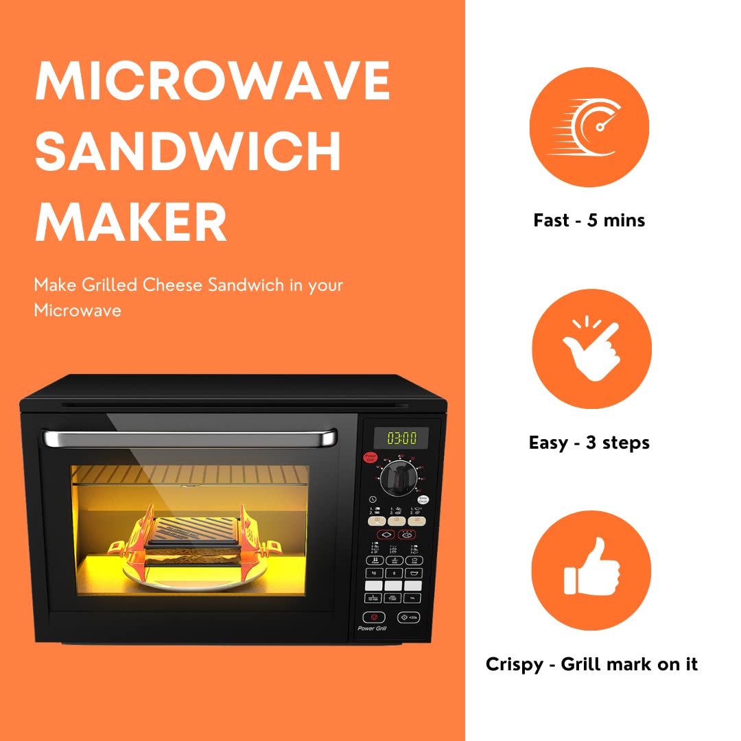 Microwave Sandwich Maker | Panini Press Sandwich Maker | Microwave Grill Tray Crisper | Grill Fast And Dishwasher Safe