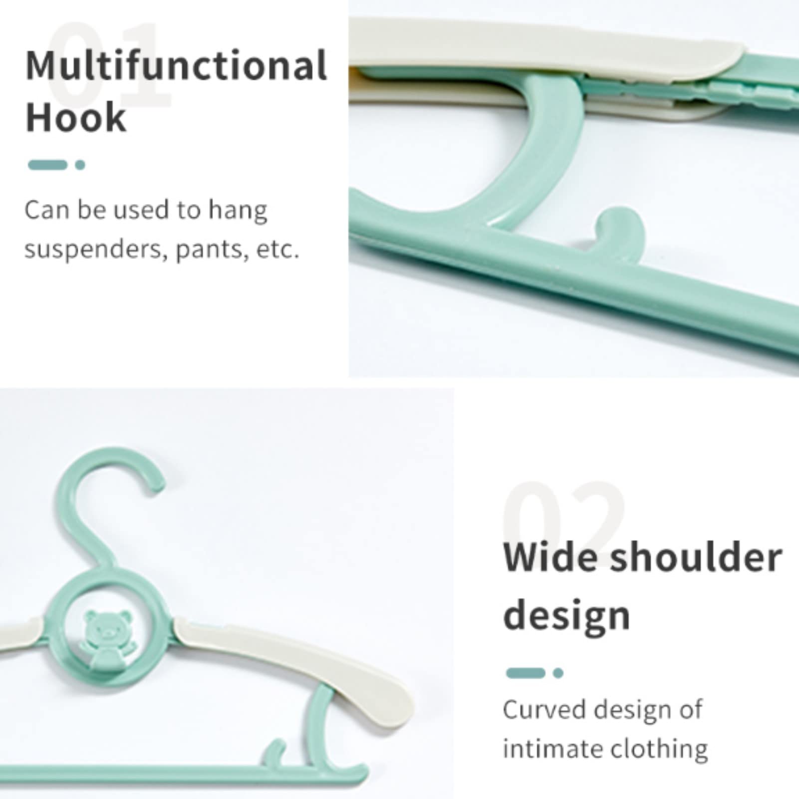 HGYZE Baby Nursery Closet Hangers  Ultra-Thin Non-Slip and Extendable Laundry Infant Pant Hanger for Newborn Clothes -20pcs Green Gifts- Adjustable Children Coat Hanger for Girl Boy Toddler Kids Child