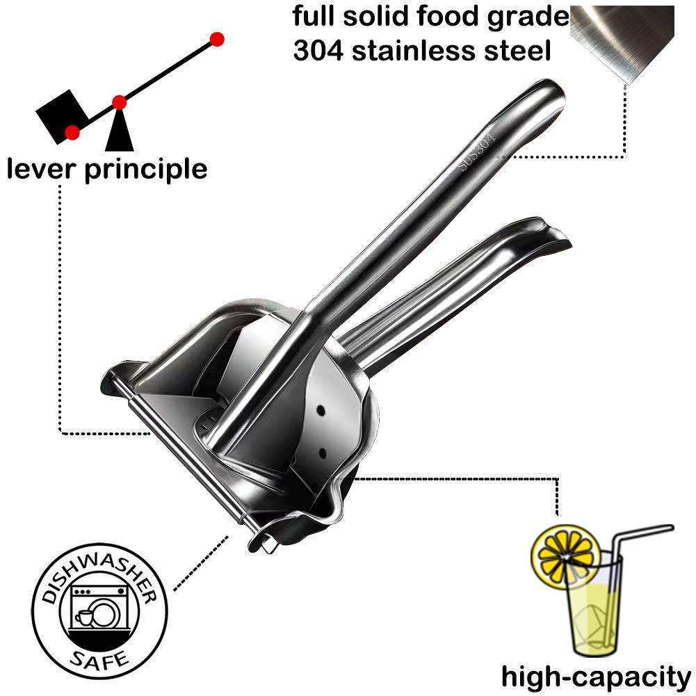 Real Stainless Steel Lemon Squeezer Citrus Juicer Hand Press Heavy Duty Manual Squeeze Juice Extractor Maker Orange Lime Grapefr
