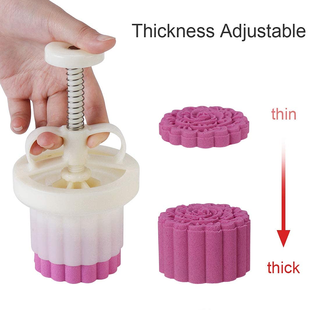 Dltsli Moon Cake Mold Set Cookie Stamp 5Pcs 100G Stamps, Thickness Adjustable Diy Cookie Press Decoration Cake Mold Hand Cutter