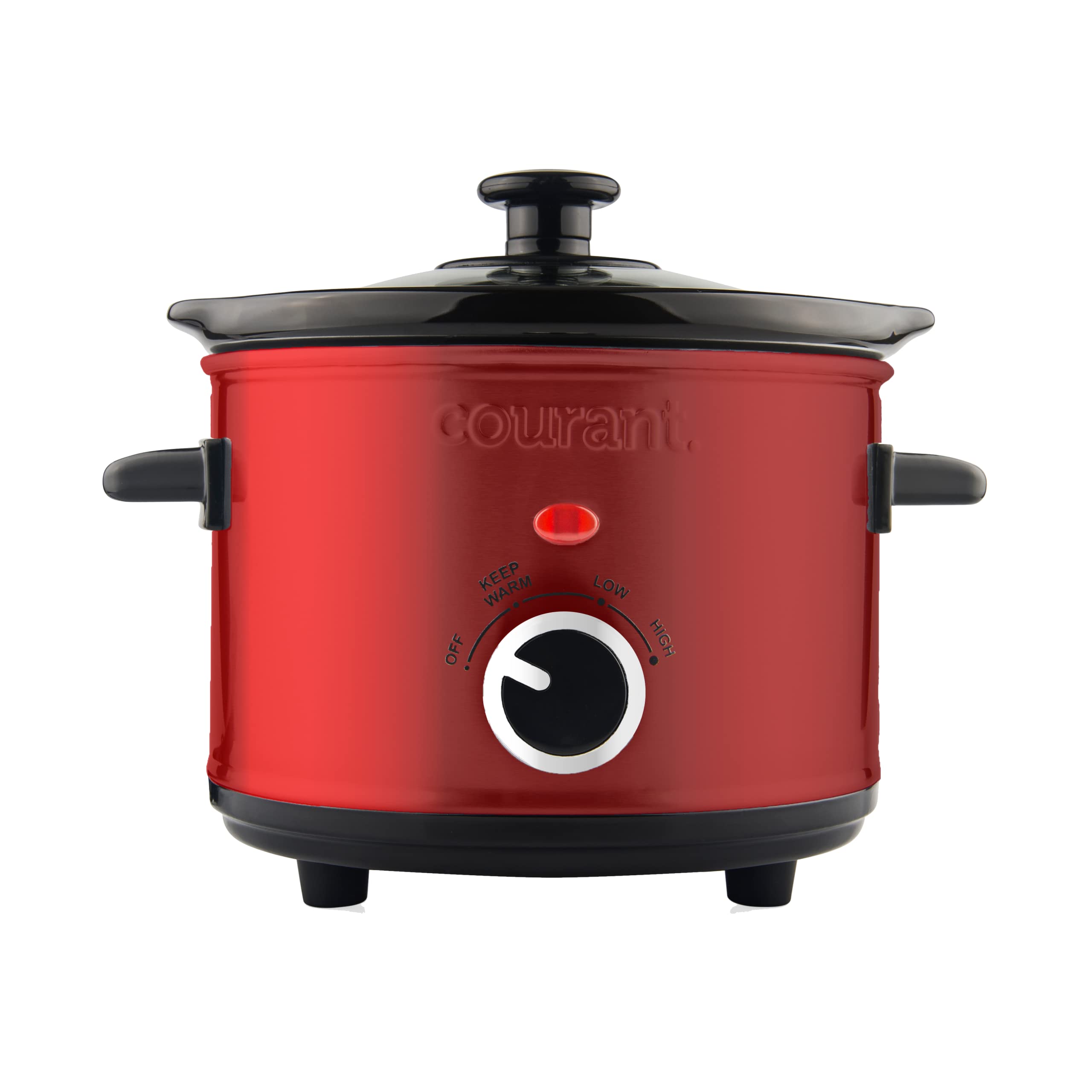 Courant Small Slow Cooker 1.6 QT, 3 Heat Settings, Removable Ceramic Pot Easy Clean, Dishwasher Safe, Mini Slow Cooker, Red