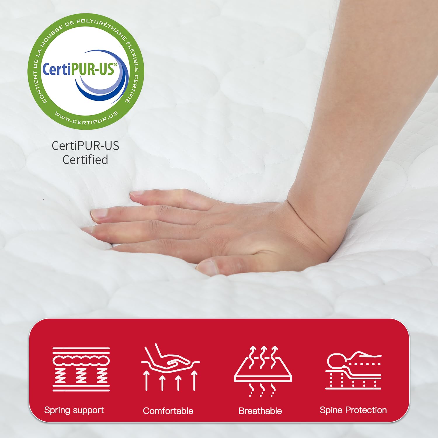 Paylesshere 8 Inch Mattress Medium Firm Spring Mattress Cool Sleep Pressure Relief King Size Mattress In A Box Fiberglass Free C