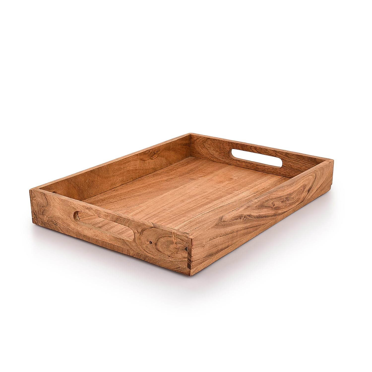 Kaizen Casa |Wooden Rectangular Serving Tray, Wood Plate, Tea/Drink Platter, Dinner Serving Tray, Snack Tray |Size_16'' X 12'' X