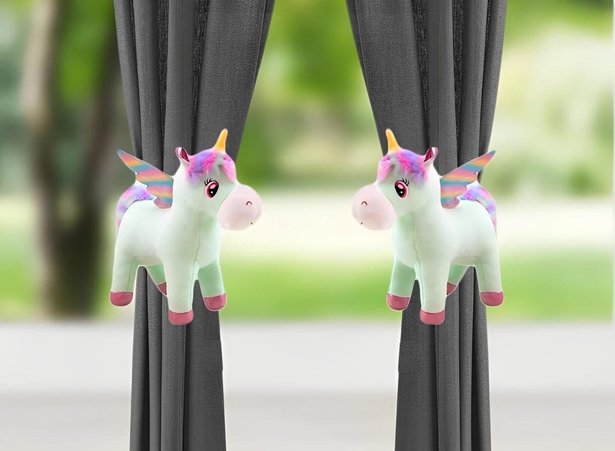 Tickles 2 Pcs Unicorn Soft Stuffed Plush Toy Curtain Tiebacks Holder Clip For Children Living Room Decoration Accessories Window