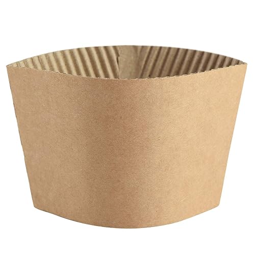 SPRINGPACK Coffee Sleeves - 500 count Disposable Corrugated Hot Cup Sleeves Jackets Holder - Kraft Paper Sleeves Protective Heat Insulation Drinks Insulated Fits 12 16 20 22 24 oz Coffee Cups