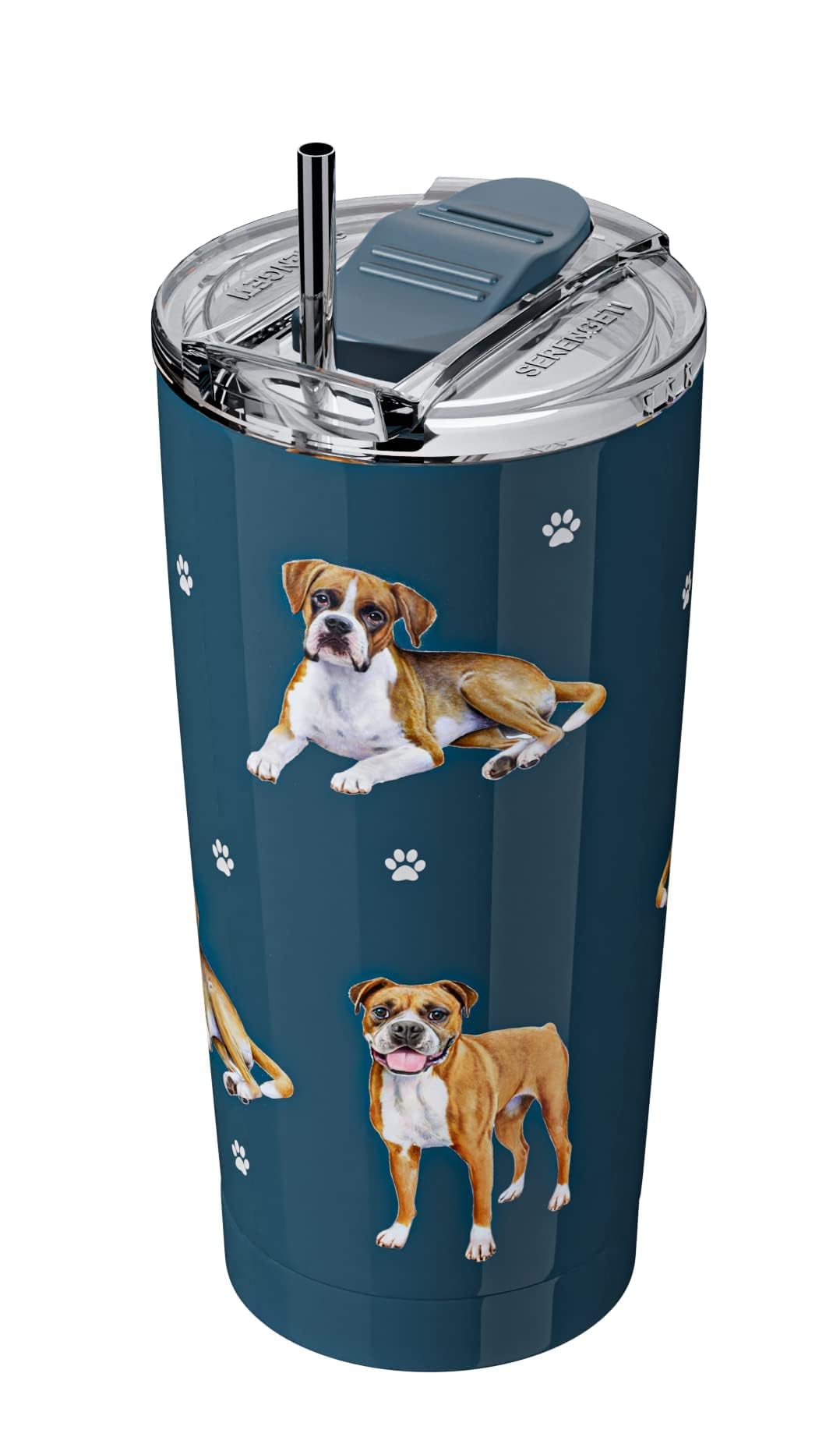 Boxer Serengeti 16 Oz. Stainless Steel, Vacuum Insulated Tumbler With Spill Proof Lid - 3D Print - Insulated Travel Mug For Hot