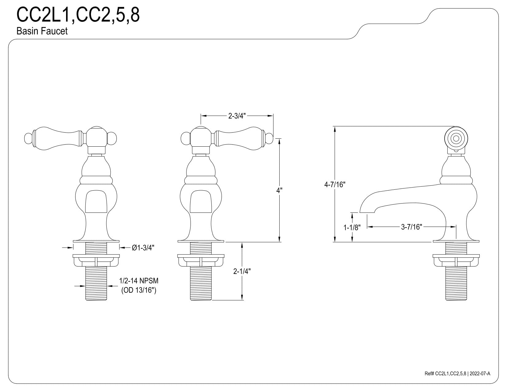 Kingston Brass Cc2L1 Basin Faucet, Polished Chrome