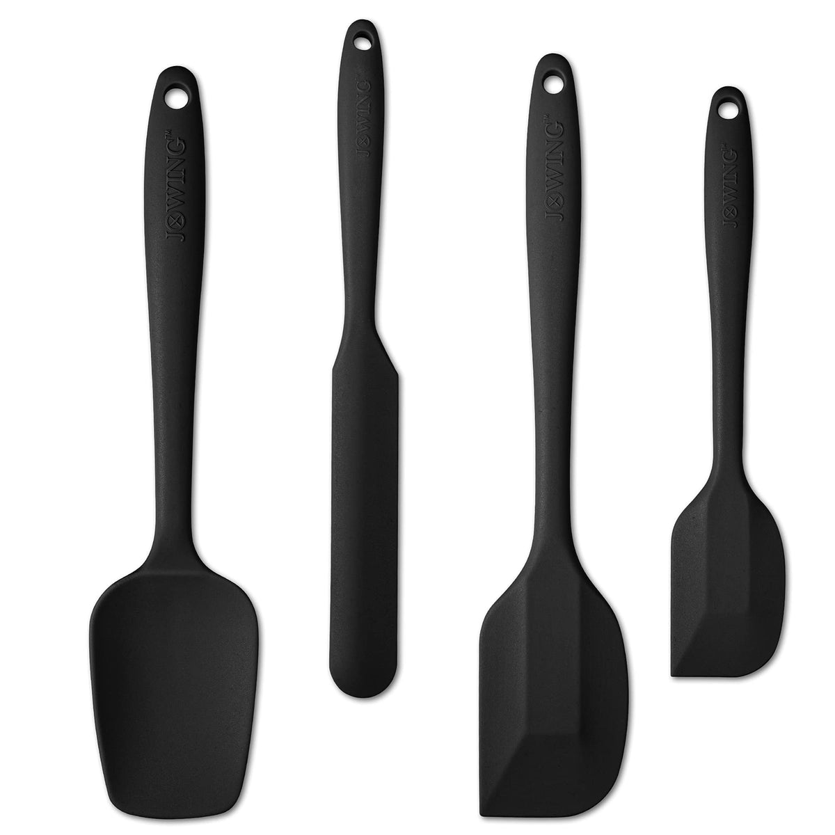 4 Piece Silicone Spatula Set, Flexible Heat Resistant Non-Scratch Baking Cooking Rubber Spatulas With Stainless Steel Core, Blac