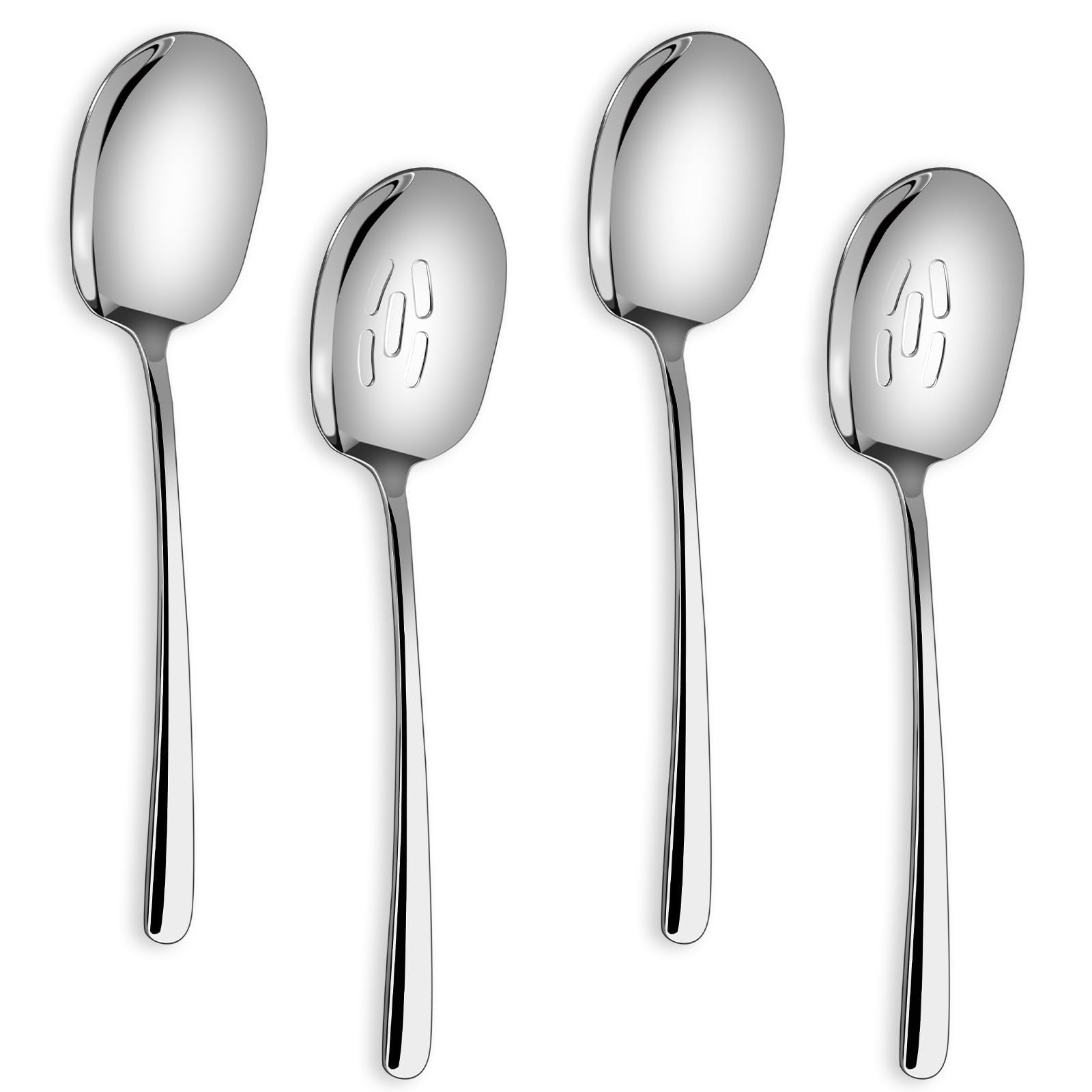 Soleader X-Large Serving Spoons Set, 12 Inch Slotted Spoon And Serving Spoon, Premium Spoons Silverware, Cooking Spoon,Pasta Spo