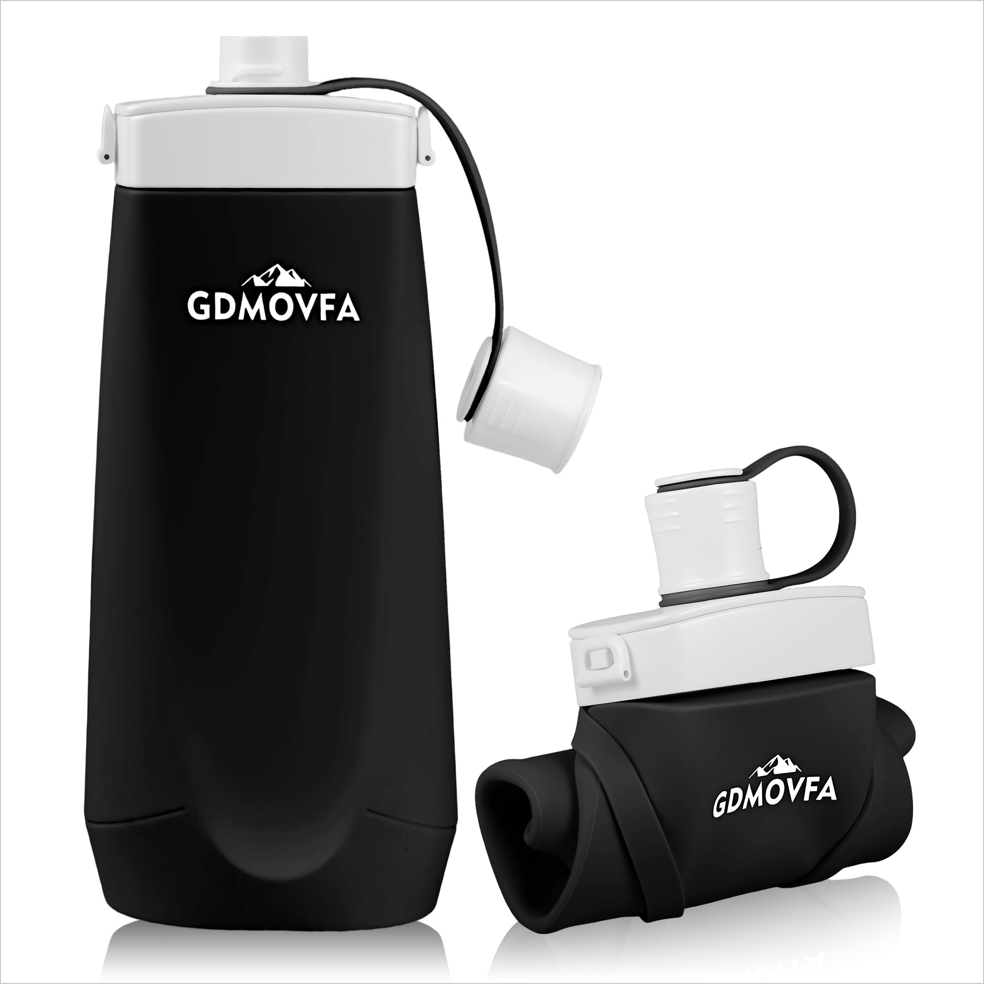 GDMOVFA Collapsible Water Bottles,20oz Reusable Silicone Foldable Water Bottle,Portable Leakproof Collapsible Water Bottle for 