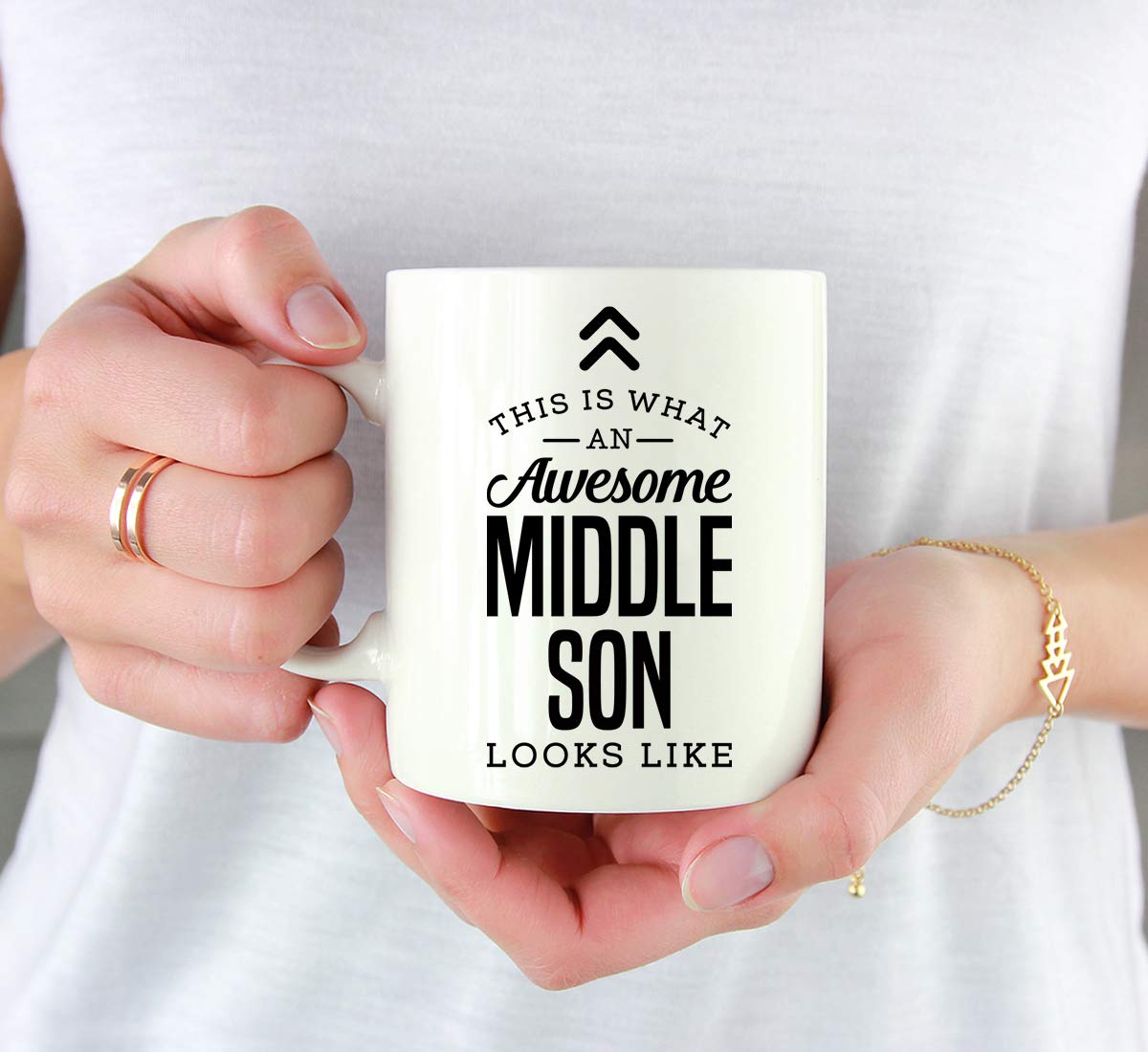 Andaz Press 11oz. Ceramic Coffee Tea Mug Gift, This is What an Awesome Middle Son Looks Like, 1-Pack, Birthday Gift Ideas Cowork