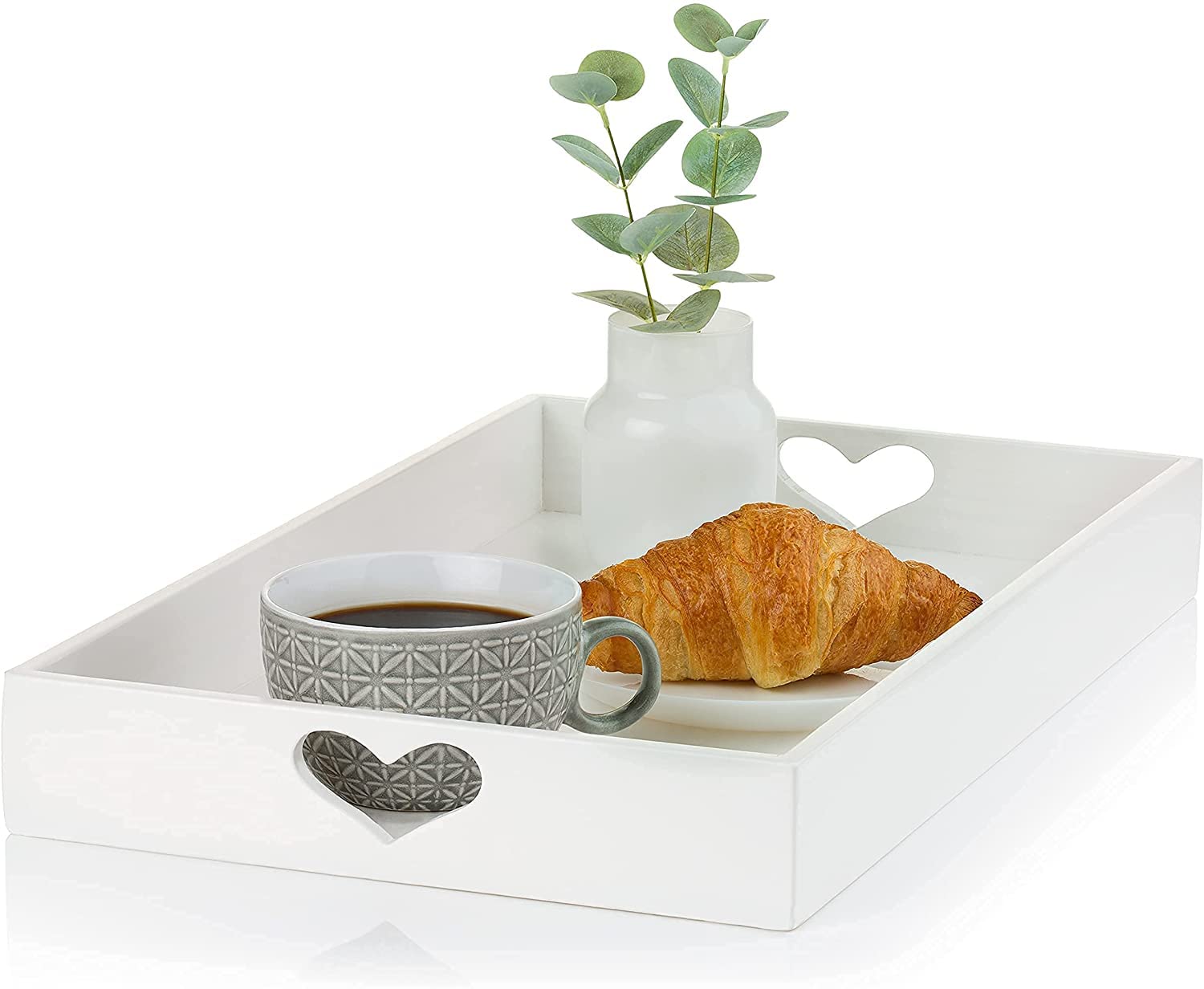 Homanly White Serving Tray With Handles For Coffee Table Ottoman Tray Nautical Design Large White Acrylic Tray 12X16 Inch Stylis
