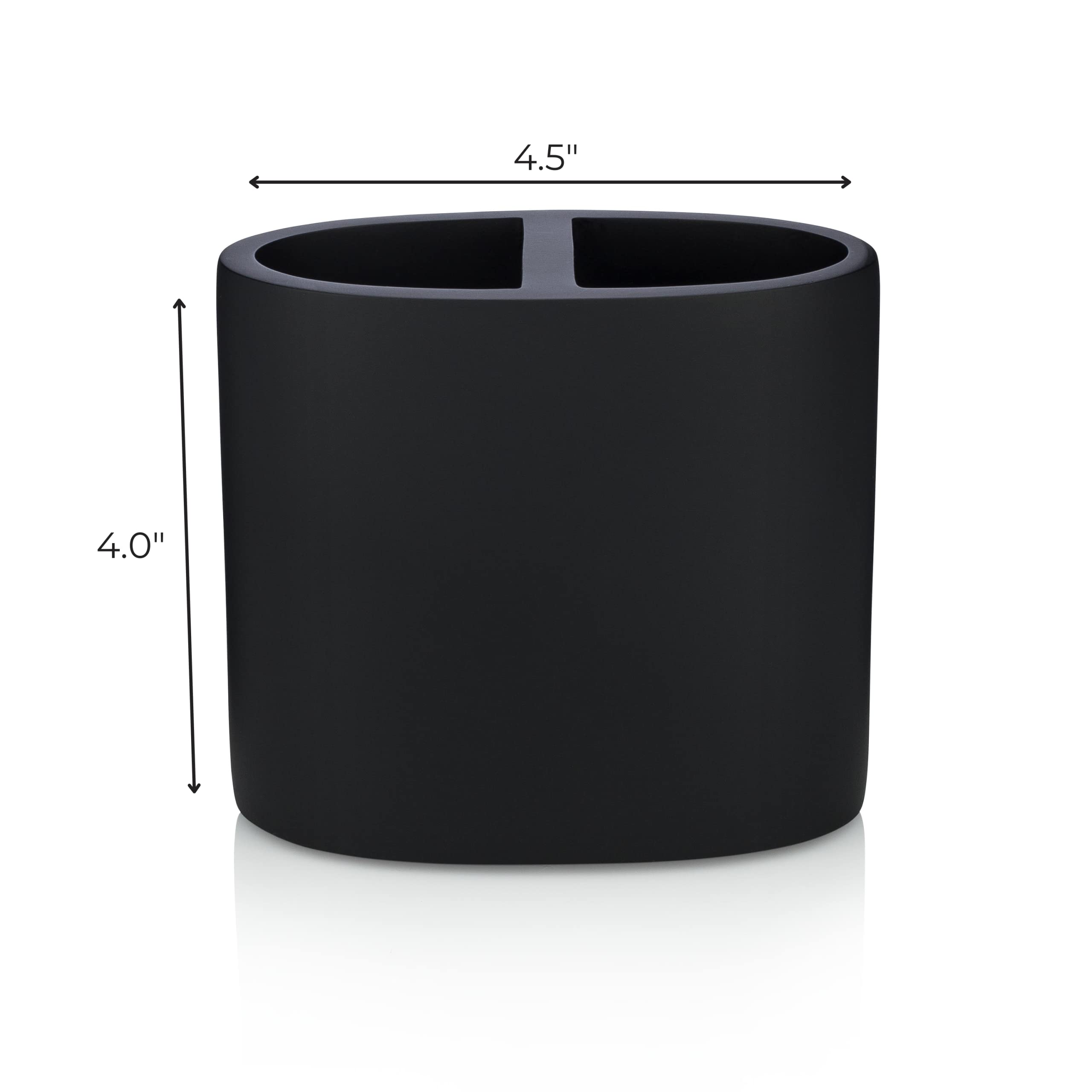 Essentra Home Matte Black Toothbrush Holder For Vanity Countertops, Small Toothbrush Holder - Matte Black Collection