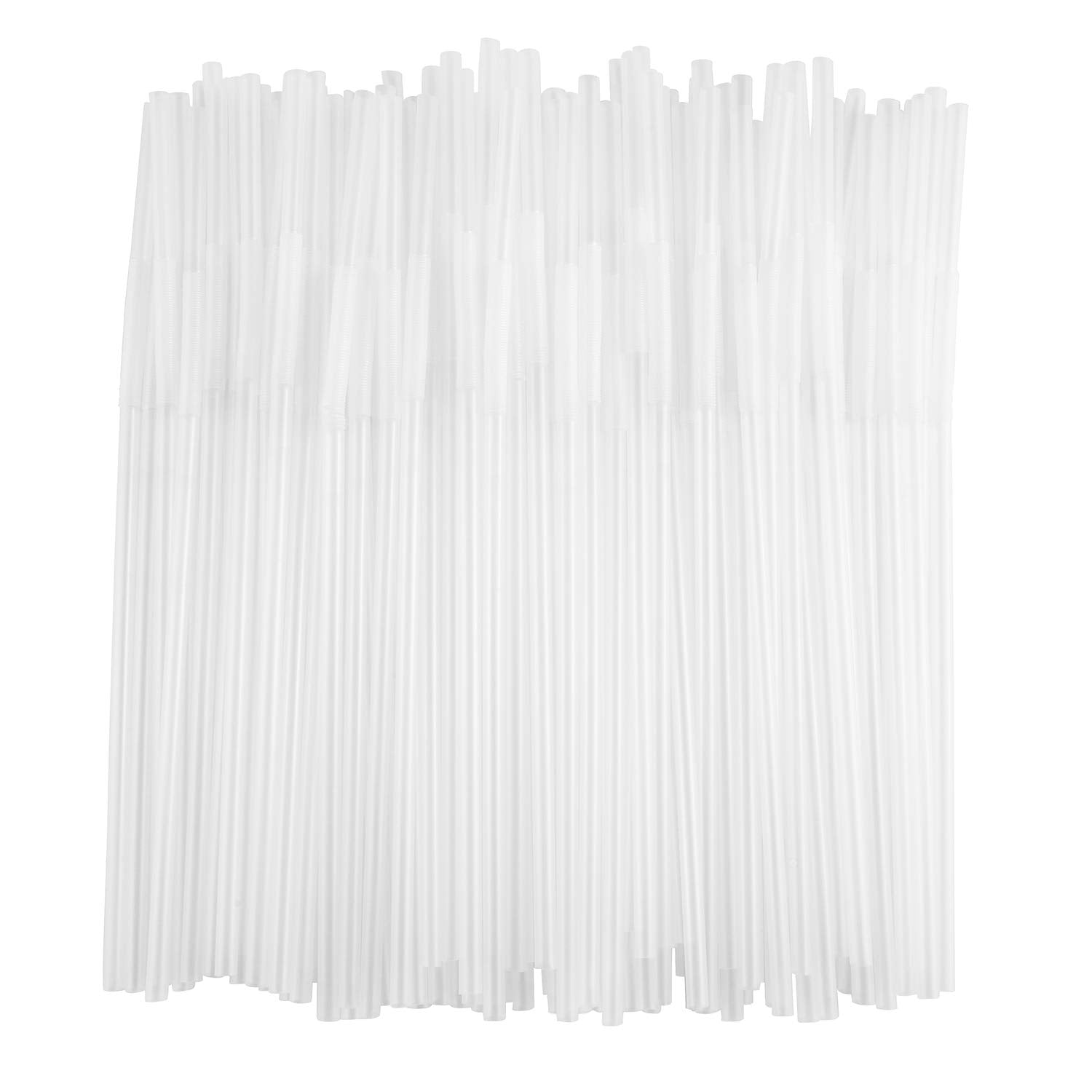 Alink 200 Pcs Flexible Clear Plastic Extendable Drinking Straws, Extra Long Disposable Bendy Party Fancy Straws