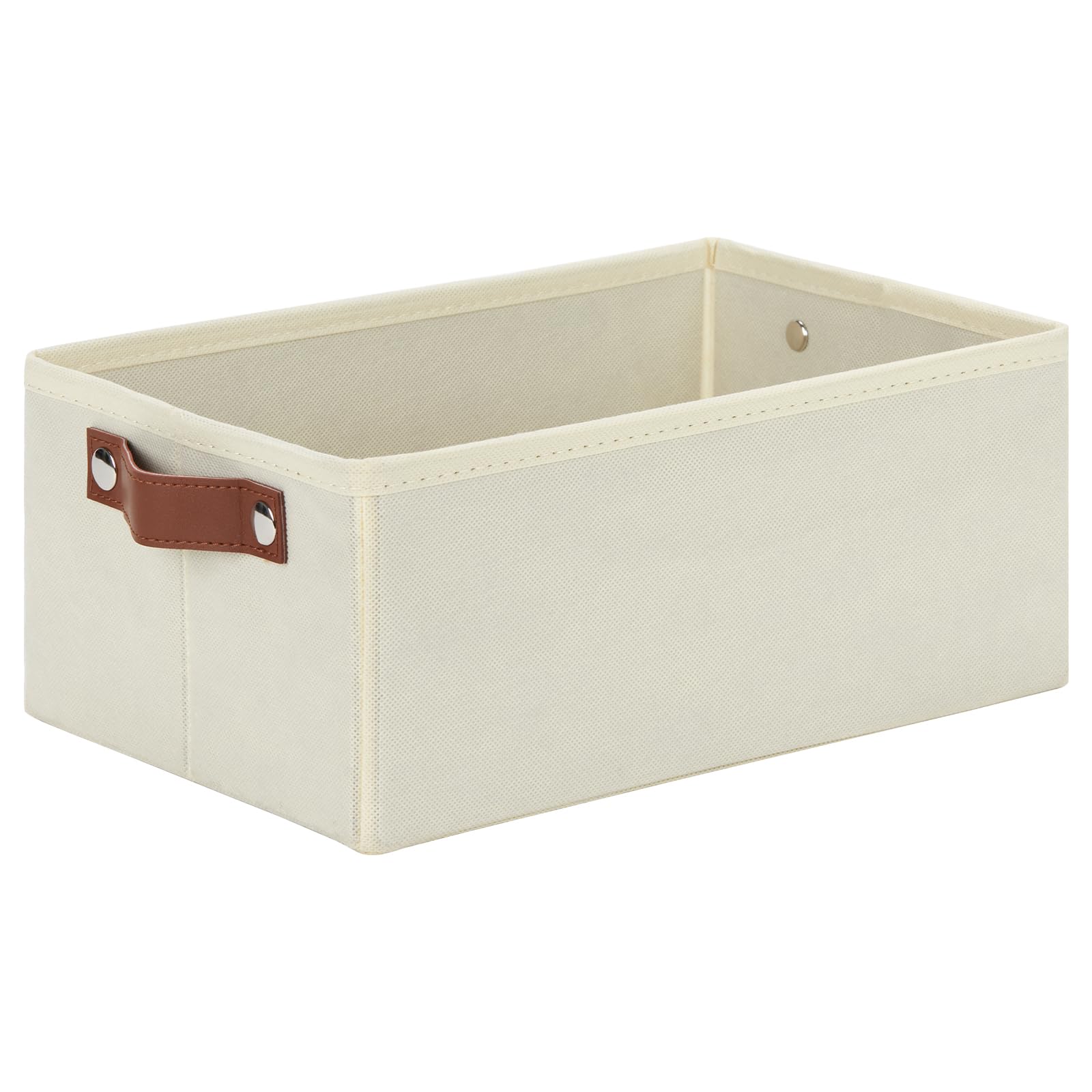 Dullemelo Storage Bin, Fabric Storage Bin With Pu Handles, Decorative Storage Basket And Organizer Bins, Collapsible Storage Bin