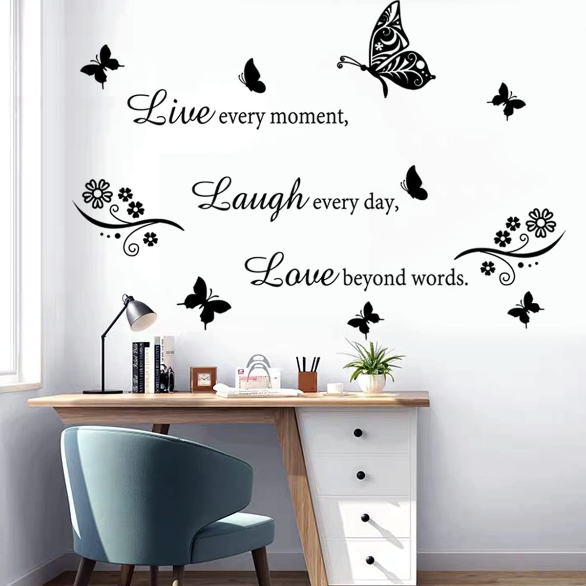 Wall Decal Quote Live Every Moment Laugh Every Day Love Beyond Words Wall Sticker Motivational Wall Decals Family Inspirational