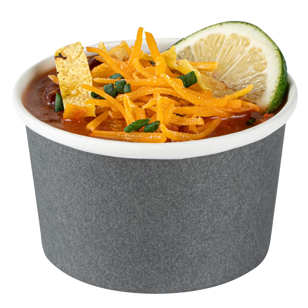Restaurantware Coppetta 5 Ounce Ice Cream Cups, 200 Disposable Treat Cups - For Hot & Cold Foods, Leakresistant, Gray Paper Chil