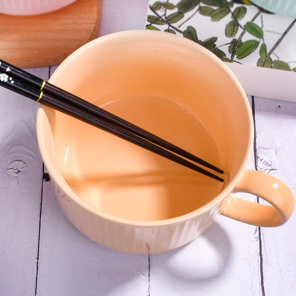 Lmrlcs Microwavable Soup Bowl With Handle And Lid, Soup Mug For Oat Instant Noodles, Snacks (Orange)