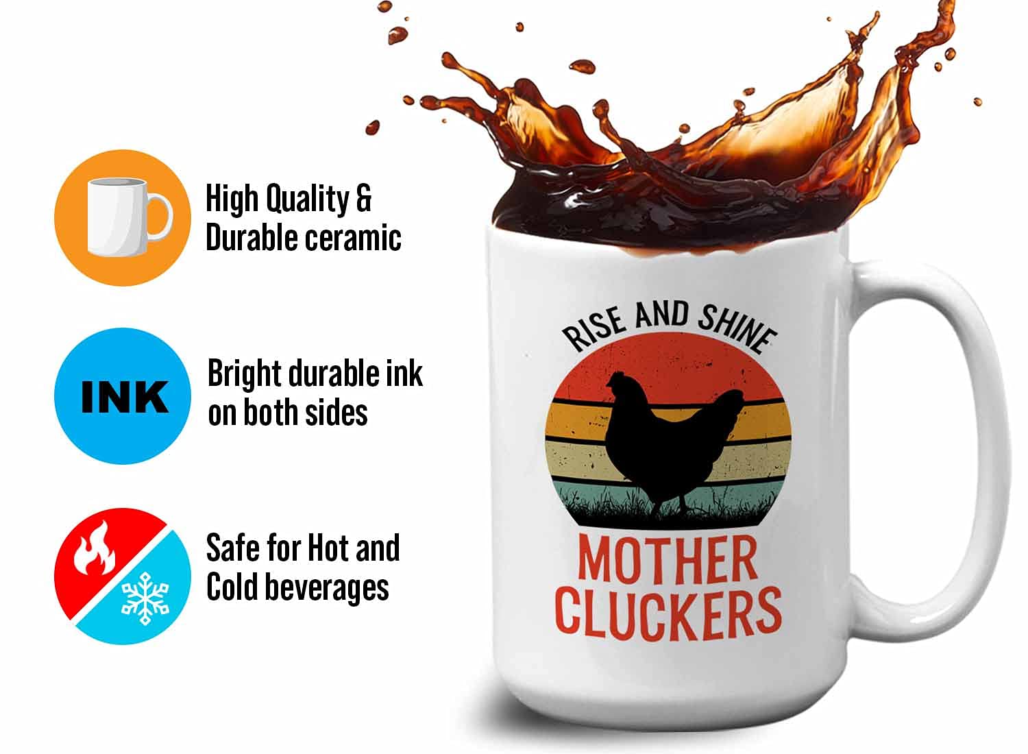 Farmer Coffee Mug 15oz Black - Rise And Shine Mother Clucker - Funny Farming Farmhouse Chicken Cluck Hens Hatcher Chicks Egg Cow