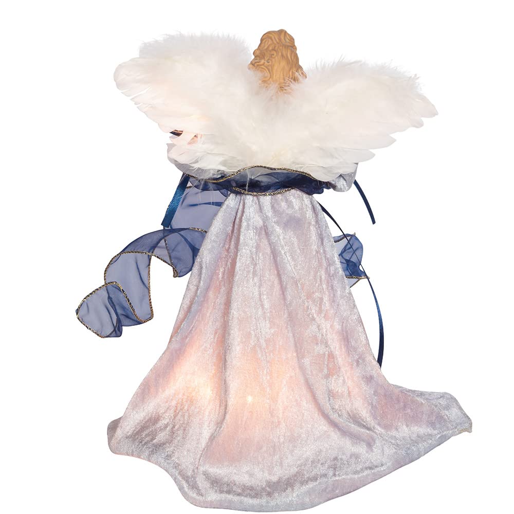 12-Inch UL 10-Light Delft Blue with Gold Angel Tree Topper