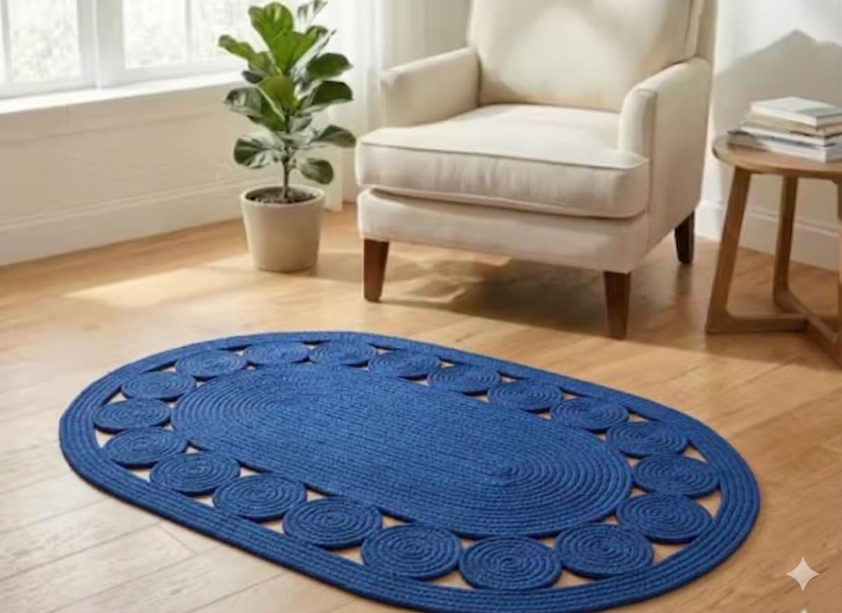Siya Textiles Cotton Jute Door Mat 40X60 Cm | AntiSlip Entryway Welcome Mat | Absorbent Floor Rug For Home, Kitchen, Bathroom |