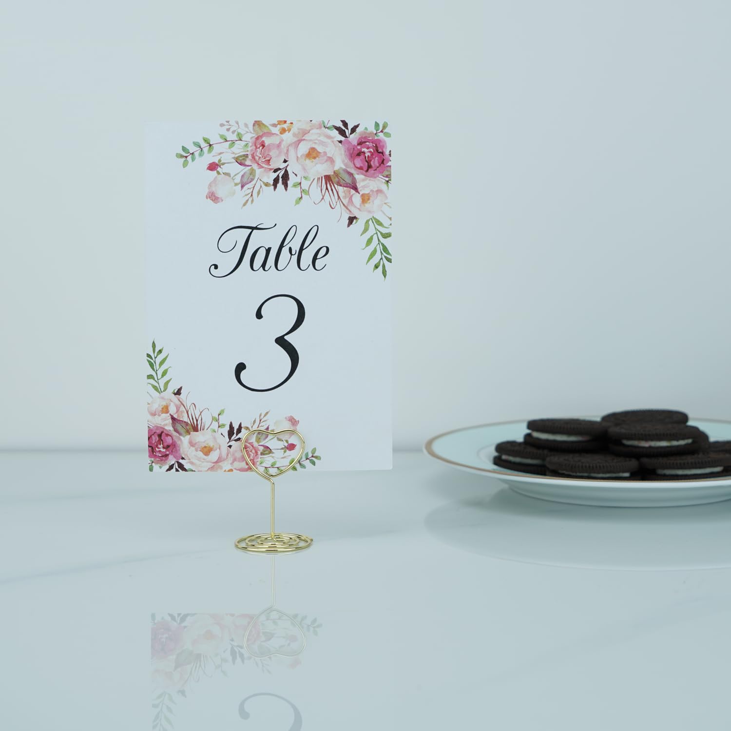 Jofefe 20Pcs Mini Place Card Holder, Table Number Holders, Table Card Holders, Table Number Stands, Heart Shaped Table Sign Pict