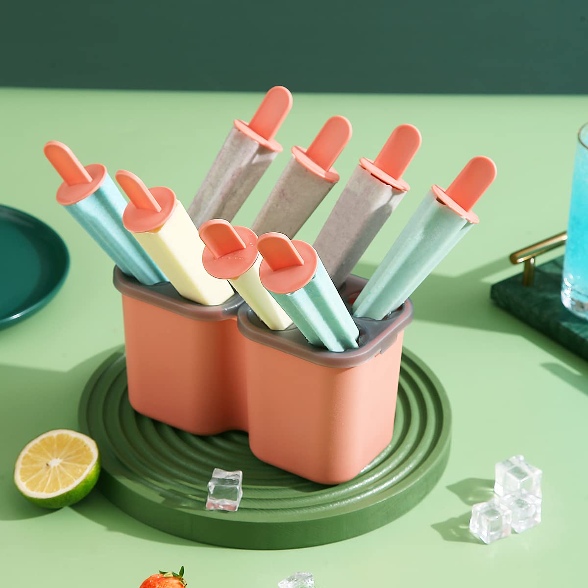 Homquen Popsicles Molds, 8 Piece Ice Pop Mold, Reusable Easy Release Ice Cream Mold For Kids, Many Shapes Homemade Popsicle Mold