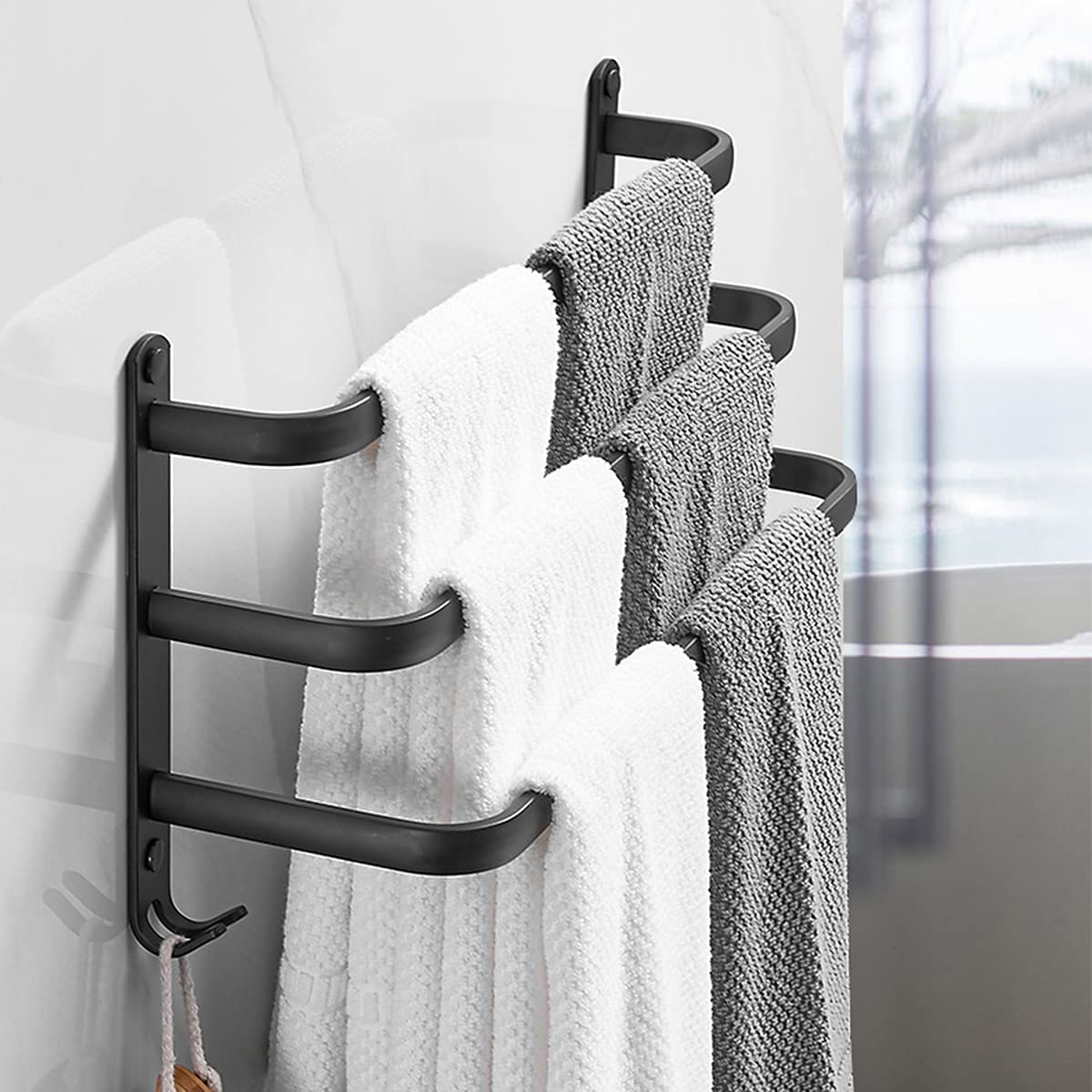 Senhill 3 Tier Towel Bar Wall Mounted Bath Towel Rack Towel Storage Shelf For Bathroom 24 Inch / 60 Cm Towel Holder Towel Rail T