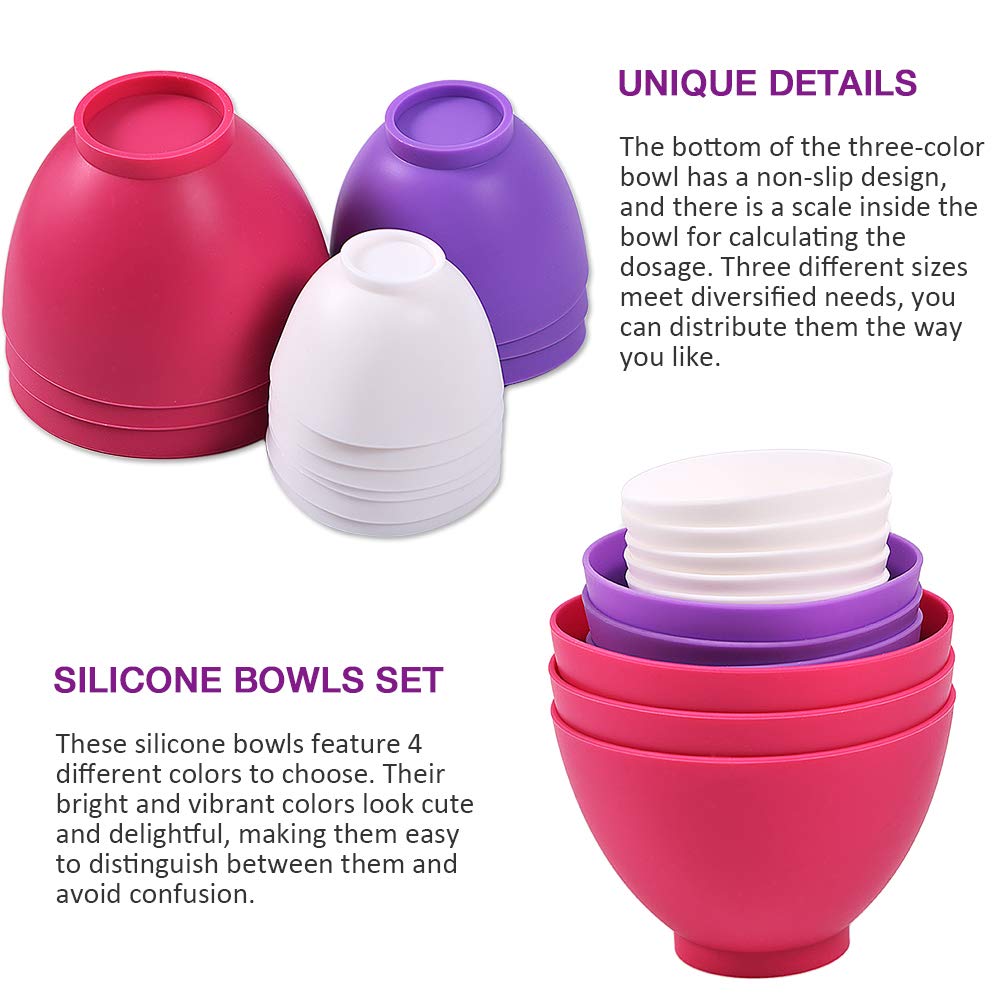 Goalfly 12 Pcs Silicone Mixing Bowls Set, Size 0.14, 0.27, 0.49 Qt, Flexible Silicone Bowls For Kitchen, Silicone Bowls For Melt
