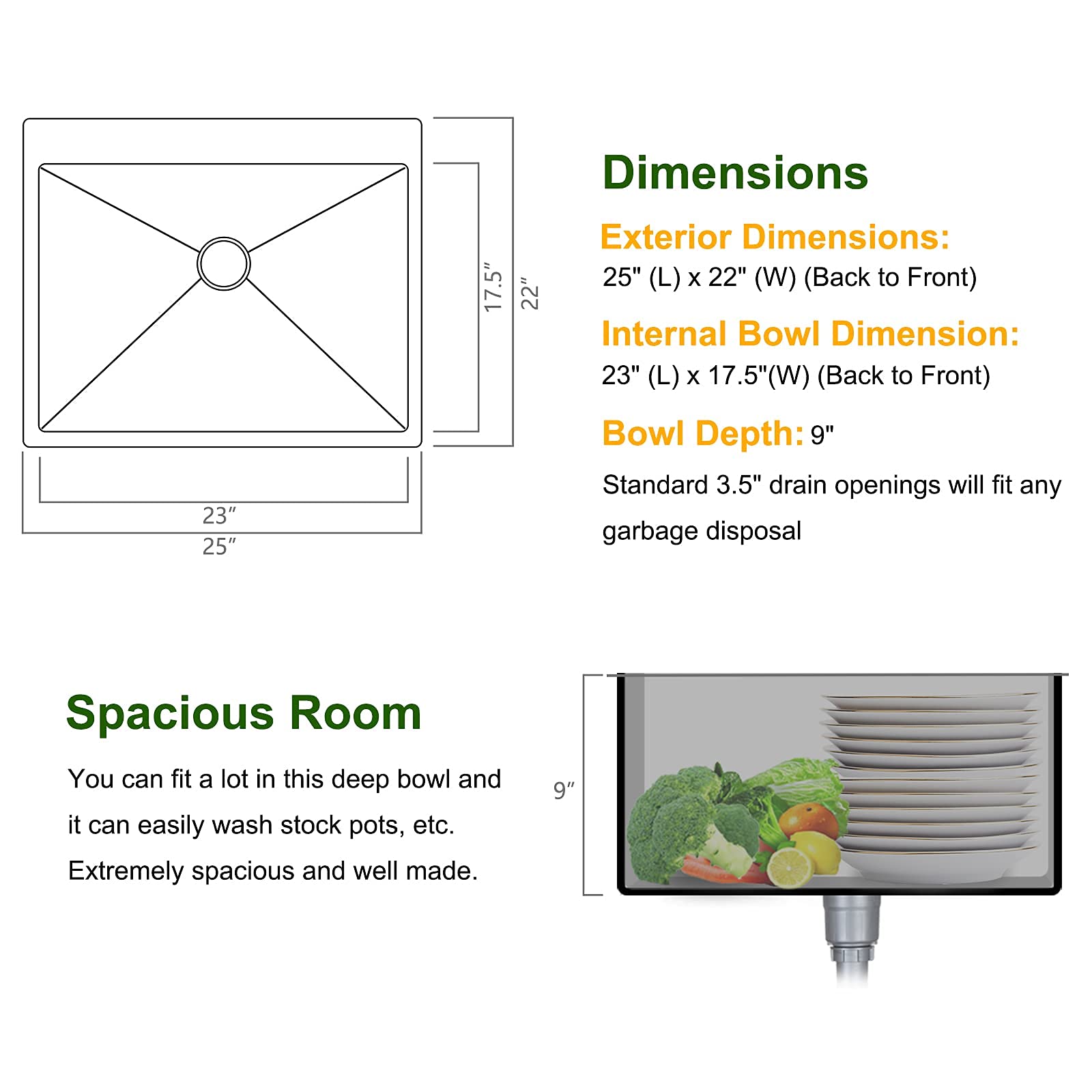 Bonnlo 25 Inch Top mount Kitchen Sink Drop-in  Farmhouse Kitchen Sink with Sink Protector 18 Gauge  Workstation Sink  Stainless Steel Single Bowl Kitchen Sinks for RV  Travel Trailer  Garage  25x22x9