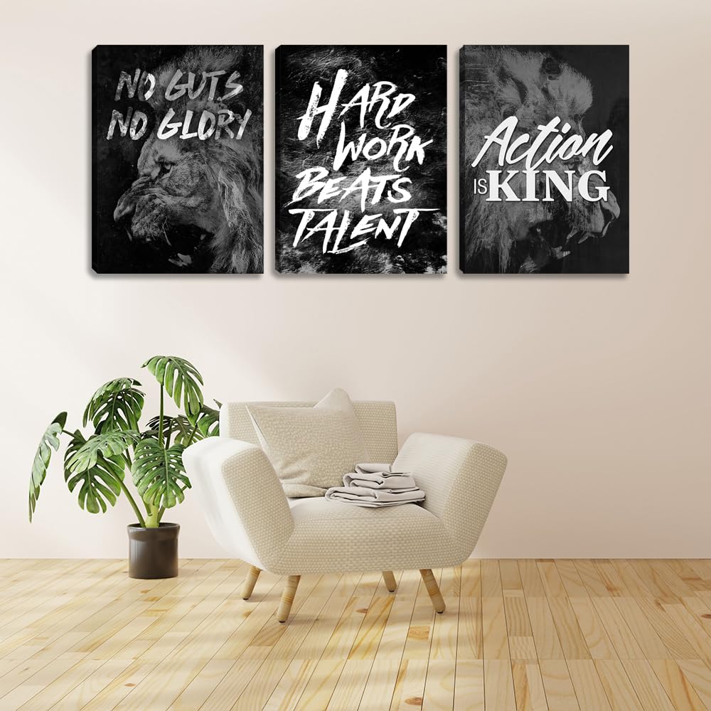 Black Office Wall Art Inspirational Canvas Wall Art Motivational Office Decor 3 Pieces Motivational Positive Quotes Wall Decor P