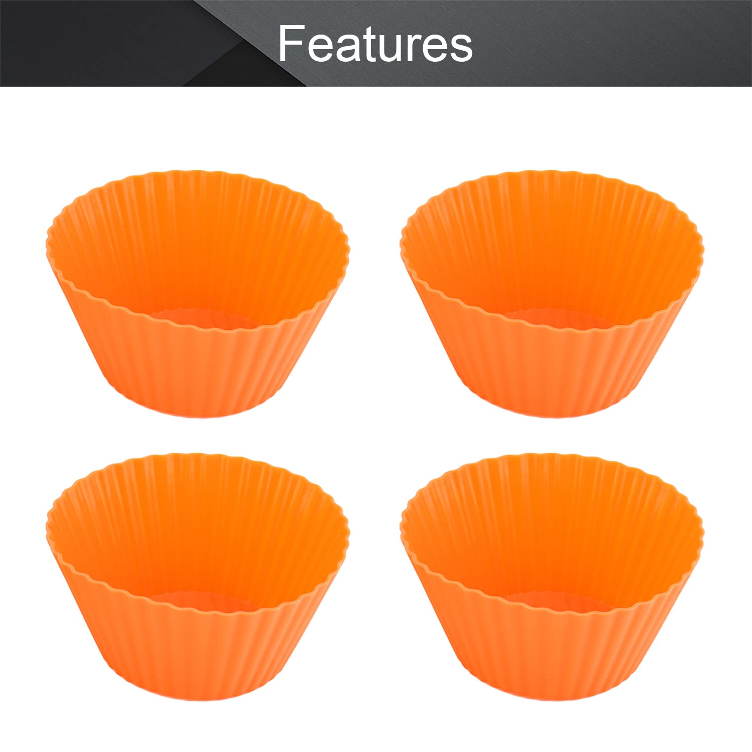 Utoolmart Silicone Baking Cups, Orange Reusable Silicone Baking Cups, Non-Stick Cake Molds Set For Party Halloween Christmas Bak