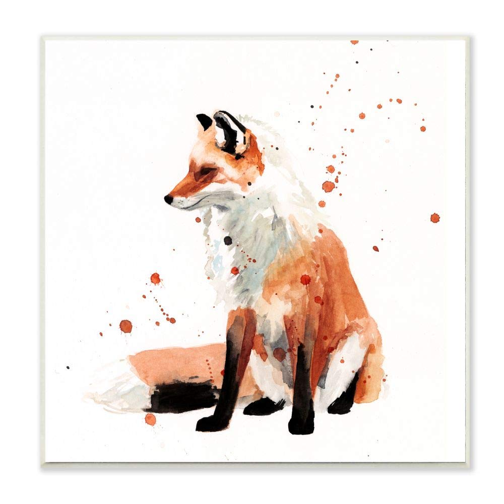 Stupell Industries Sitting Fox Watercolor Animal Orange Painting, Design By Victoria Borges Wall Art, 17 X 17, Canvas