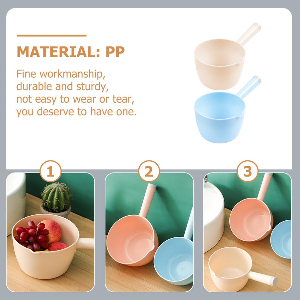 Doitool 2Pcs Plastic Water Ladle Thicken Baler Water Dipper Bathing Scoop Cup Japanese Style Water Spoons For Home Kitchen Cooki