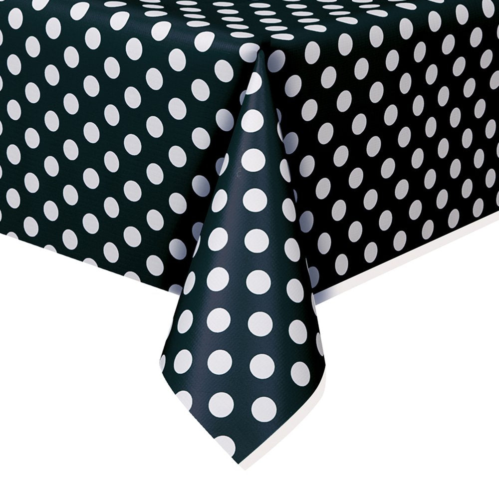 Black Dots Rectangular Plastic Table Cover (54'' X 108'') 1 Count - Elegant Design & Premium Quality, Ideal For Parties, Events