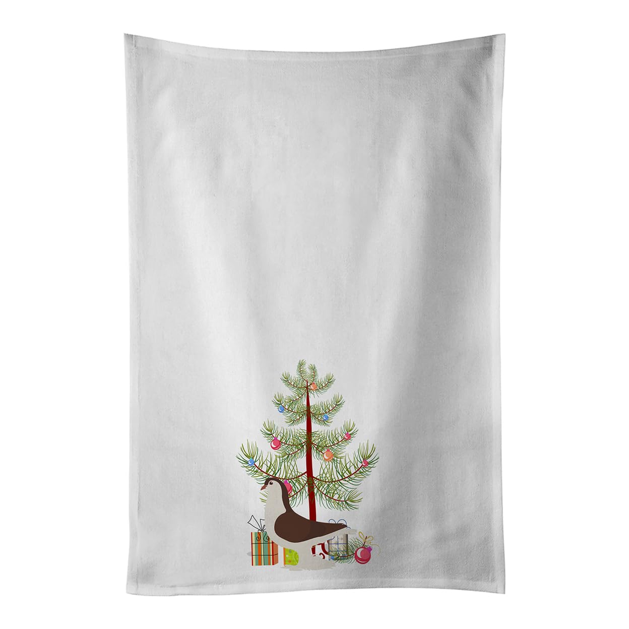 Large Pigeon Christmas White Kitchen Towel Set of 2