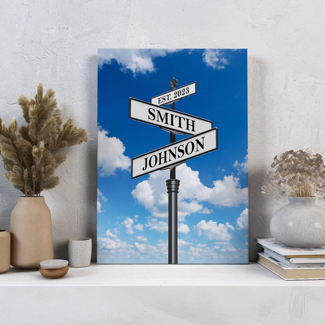 European Street Sign Name Canvas Print, Custom Name Sign Poster Wall Art, Personalized Gift For Wedding, Birthday Gift, Gift For