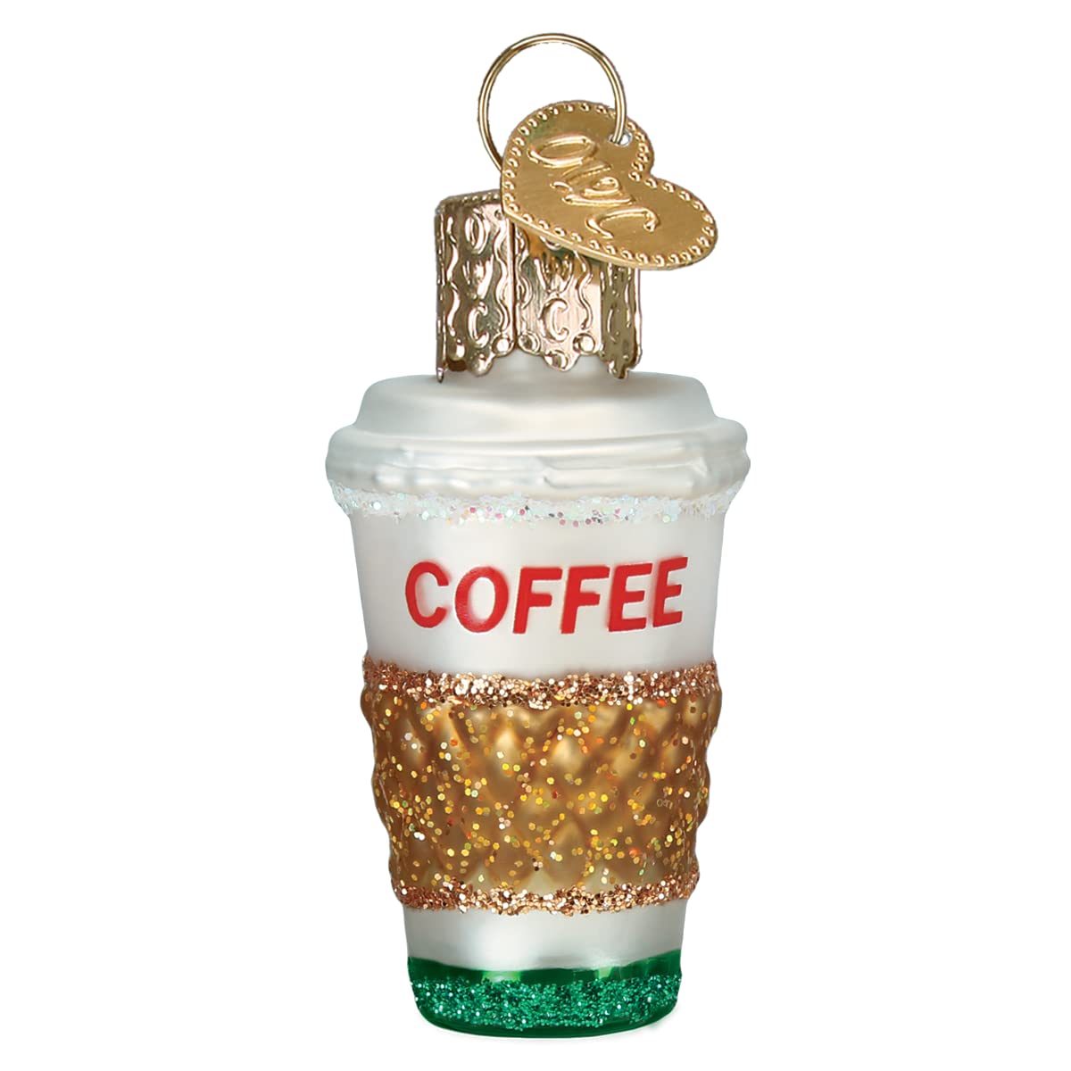 Old World Christmas Mini Coffee to Go Glass Blown Ornament for Christmas Tree, Handcrafted Holiday Decoration, Beverage Collecti