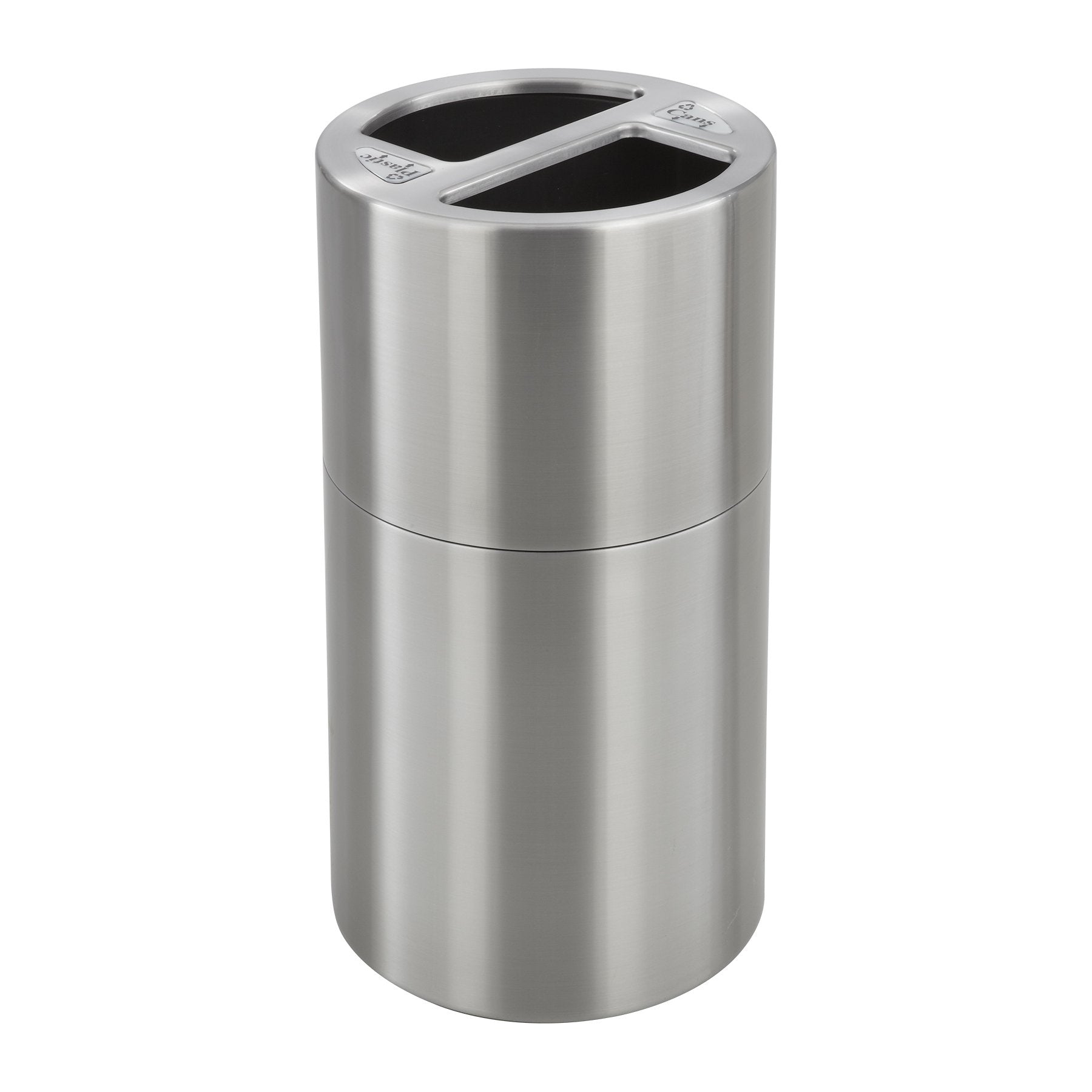 Safco Dual-Bin Indoor Contemporary-Style Recycling & Trash Can With Decals, Stainless Steel, 30 Gallon, Silver